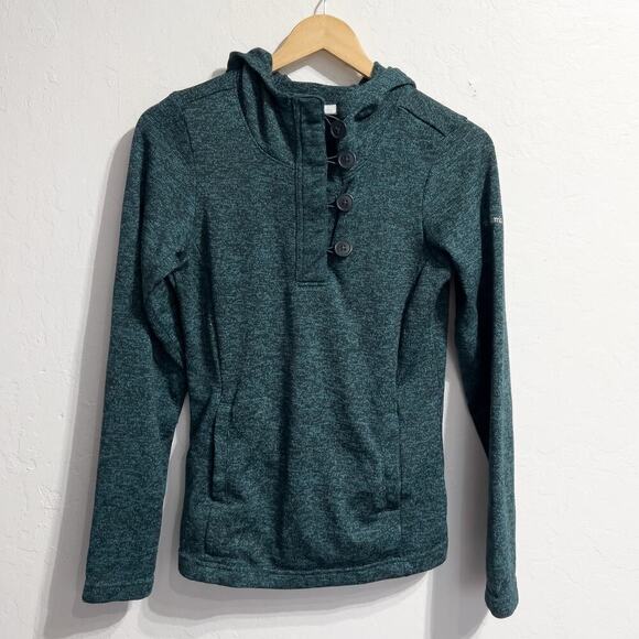 Columbia Hoodie XS Green Button Hoodie Pullover Sweatshirt Outdoor Cabincore - Picture 1 of 8